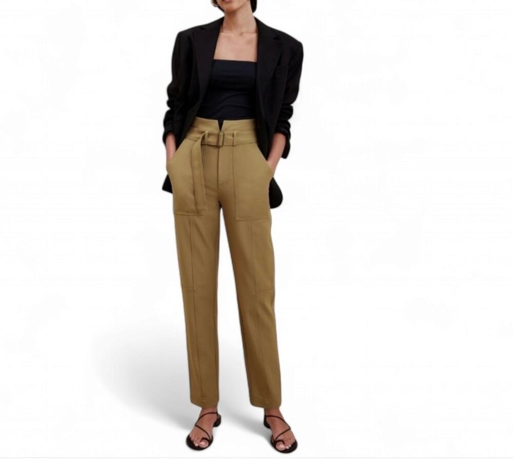 Banana Republic Tan Refined Utility Dress Pant High Rise Slim Fit Size 10